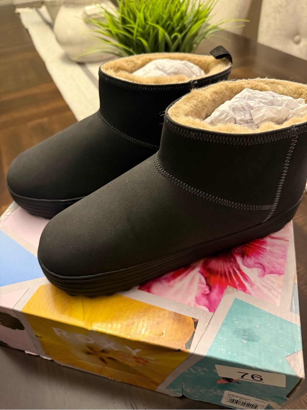 Women's ROXY DARK GREY Faux-Shearling Ankle Boots